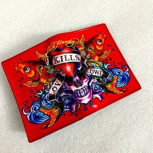 Ed hardy love kills slowly wallet red